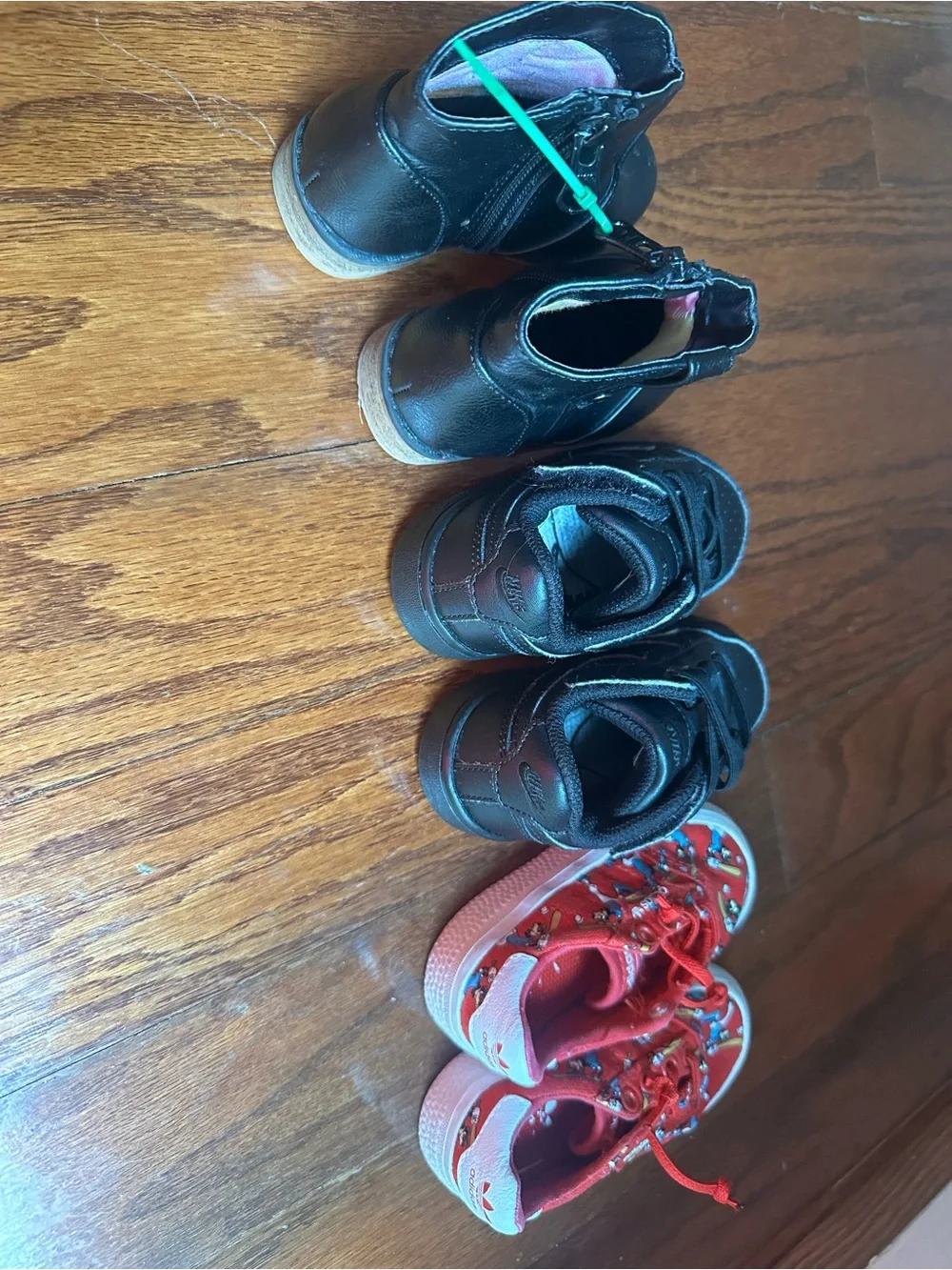 Cat & Jack Kids Black Boot, Nike black & adidas red Sneakers All is Size 5
